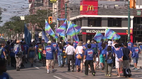 Toronto labor day parade as thousands of workers protest for labour unions Stock Footage 54433420