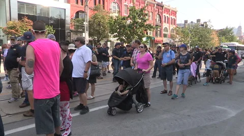 Toronto labor day parade as thousands of workers protest for labour unions Stock Footage 54444686