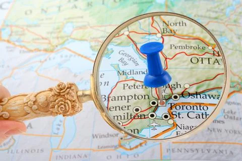 Toronto map tack Stock Photos