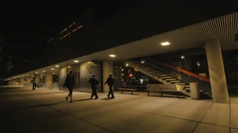 Toronto Nathan Phillips Square Night Stairs People Walking 스톡 동영상 50261087