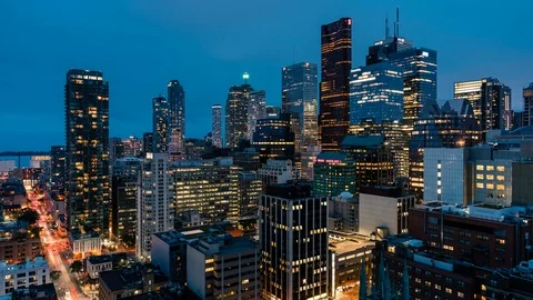 Toronto Night Skyline Stock Footage 91669315