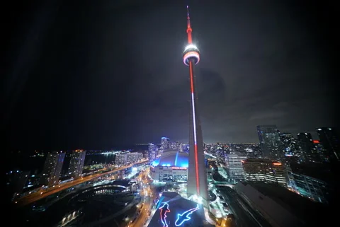Toronto Night Timelapses CN Tower Stock Footage 187589124
