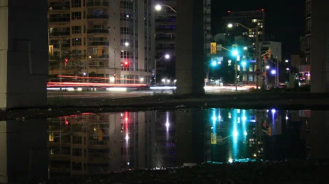 Toronto Night Traffic Light Video stock 39120674