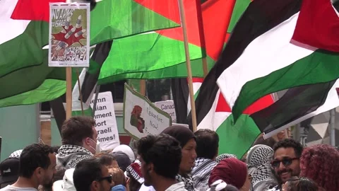 Toronto, Ont, Canada Aug 3 2024 Pro- Palestinian protest at union station Stock Footage 280890229