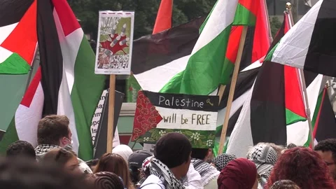 Toronto, Ont, Canada Aug 3 2024 Pro- Palestinian protest at union station Stock Footage 280890239
