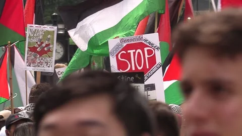 Toronto, Ont, Canada Aug 3 2024 Pro- Palestinian protest at union station Stock Footage 280890265