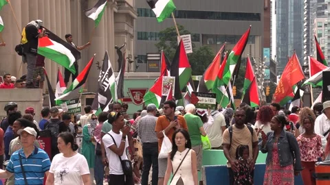 Toronto, Ont, Canada Aug 3 2024 Pro- Palestinian protest at union station Stock Footage 280890302