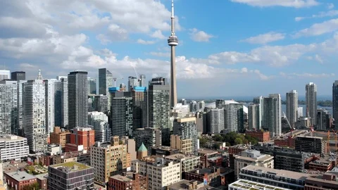 Toronto, Ontario, Canada, Aerial View of Downtown Toronto During Summer, Daytime Stock Footage