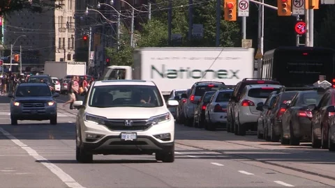 Toronto, Ontario, Canada Oct 12 2023 downtown urban traffic gridlock Stock Footage 247226731