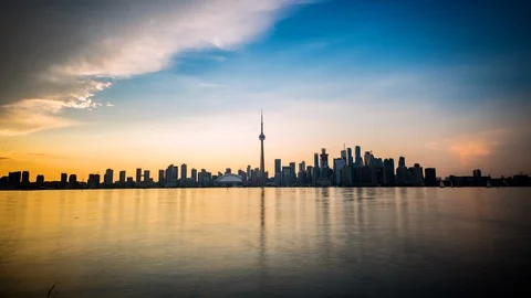 Toronto, Ontario, Canada - Sunset Skyline Timelapse Stock Footage