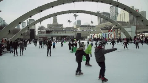 Toronto Outdoor Skating  Stock Footage 70860990