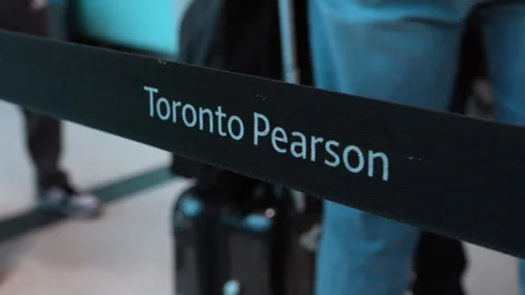 Toronto Pearson Airport Queue Line Divider Sign Stock Footage 329400183