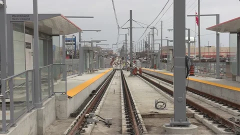Toronto rapid transit LRT construction during COVID 19 pandemic Stockbeeldmateriaal 151187016