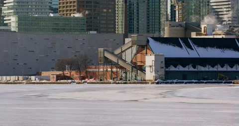 Toronto Red Path Sugar Plant and skyline Stock Footage 169713360