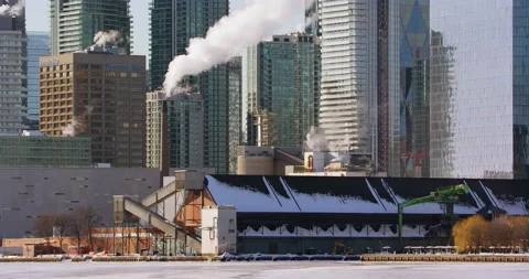 Toronto Red Path Sugar Plant and skyline Stock Footage 169713735