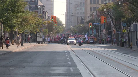 Toronto, On Sept 4 2025 Labor day parade protest for unions and skilled trades Video stock 341346201