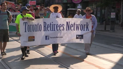 Toronto, On Sept 4 2025 Labor day parade protest for unions and skilled trades Stock Footage 341346208