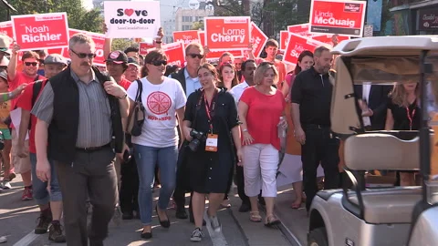 Toronto, On Sept 4 2025 Labor day parade protest for unions and skilled trades Video stock 341346232