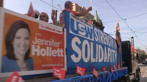 Toronto, On Sept 4 2025 Labor day parade protest for unions and skilled trades Stock-Footage 341346264