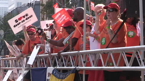 Toronto, On Sept 4 2025 Labor day parade protest for unions and skilled trades Video stock 341346277
