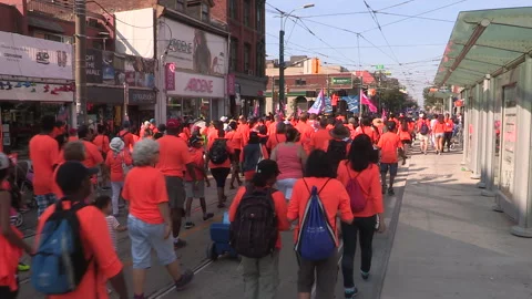 Toronto, On Sept 4 2025 Labor day parade protest for unions and skilled trades Video stock 341346378