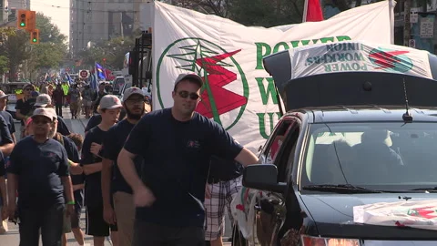 Toronto, On Sept 4 2025 Labor day parade protest for unions and skilled trades Stock-Footage 341346437