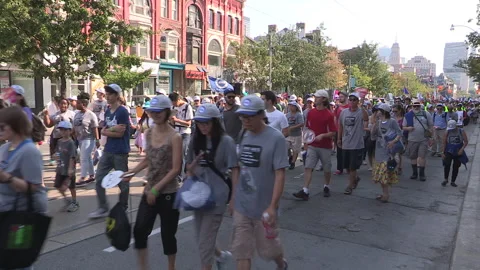 Toronto, On Sept 4 2025 Labor day parade protest for unions and skilled trades Video stock 341346478