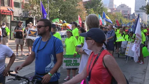 Toronto, On Sept 4 2025 Labor day parade protest for unions and skilled trades Stock-Footage 341346499