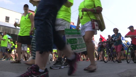 Toronto, On Sept 4 2025 Labor day parade protest for unions and skilled trades Video stock 341346510