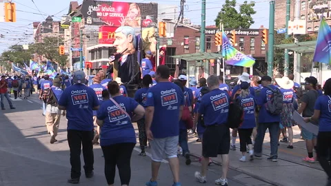 Toronto, On Sept 4 2025 Labor day parade protest for unions and skilled trades Video stock 341346554