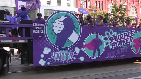 Toronto, On Sept 4 2025 Labor day parade protest for unions and skilled trades Video stock 341346557