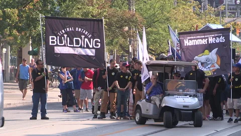 Toronto, On Sept 4 2025 Labor day parade protest for unions and skilled trades Stock-Footage 341346673