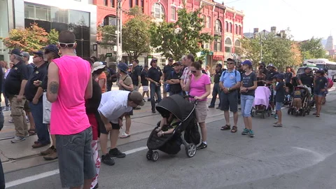 Toronto, On Sept 4 2025 Labor day parade protest for unions and skilled trades Video stock 341346703