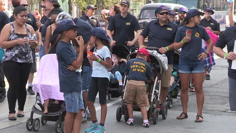 Toronto, On Sept 4 2025 Labor day parade protest for unions and skilled trades Video stock 341346704
