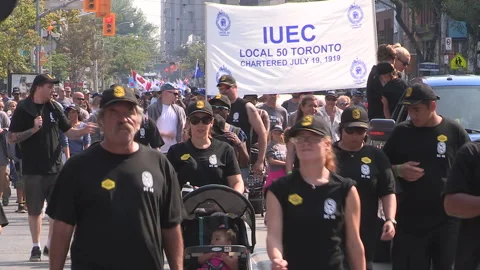 Toronto, On Sept 4 2025 Labor day parade protest for unions and skilled trades Stock-Footage 341346751