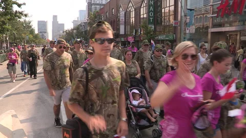 Toronto, On Sept 4 2025 Labor day parade protest for unions and skilled trades Stock Footage 341346775