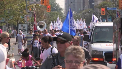 Toronto, On Sept 4 2025 Labor day parade protest for unions and skilled trades Video stock 341346793