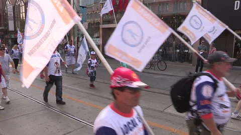Toronto, On Sept 4 2025 Labor day parade protest for unions and skilled trades Video stock 341346830