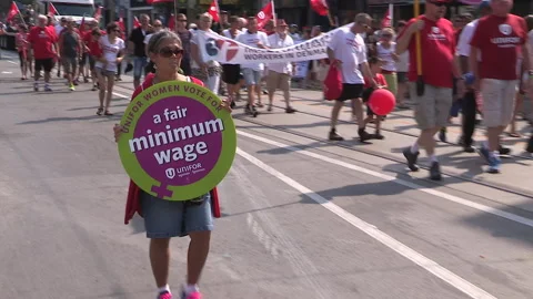 Toronto, On Sept 4 2025 Labor day parade protest for unions and skilled trades 動画素材 341346832