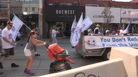 Toronto, On Sept 4 2025 Labor day parade protest for unions and skilled trades Video stock 341346859