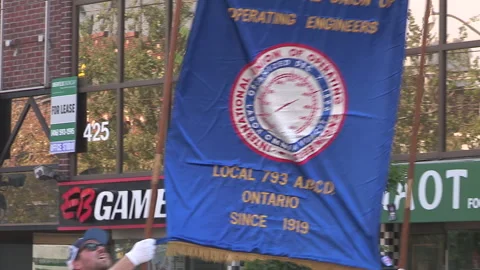 Toronto, On Sept 4 2025 Labor day parade protest for unions and skilled trades Video stock 341346874