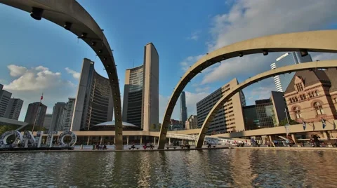 Toronto Sign in Nathan Philips Square Time Lapse Stock Footage 64974997