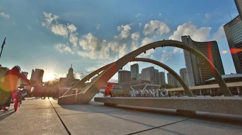 Toronto Sign Time Lapse with Sky and Sun Flare Stock Footage 64975009