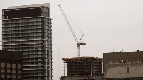 Toronto sky crane Stock Footage 107700324