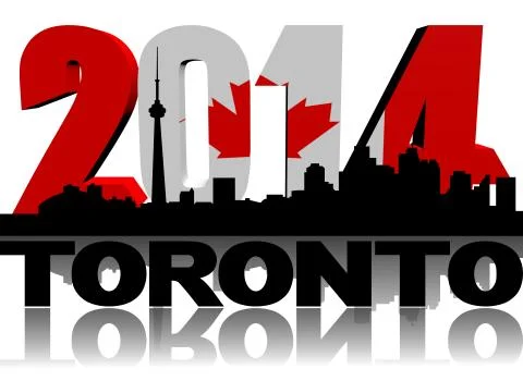 Toronto skyline with 2014 flag text illustration Stock Illustration
