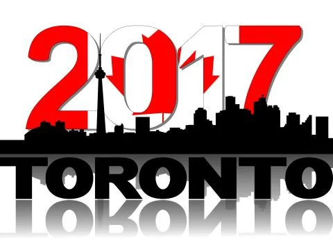 Toronto skyline 2017 flag text illustration Stock Illustration