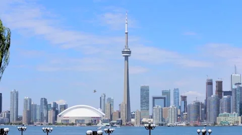 Toronto Skyline from Across Lake Stock Footage 59553912
