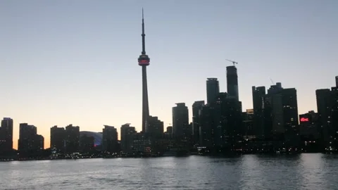 Toronto Skyline and CN Tower Silhouette at Twilight Vidéo 341033436
