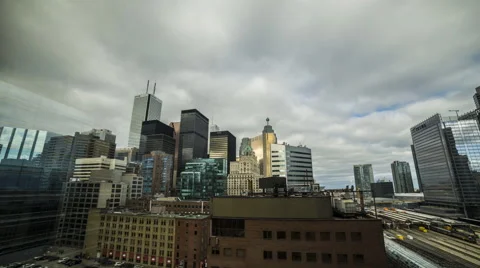 Toronto Skyline with Clouds, Wide Stock Footage 68660073