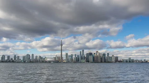 Toronto skyline on a cloudy day in time-lapse Stock Footage 42652482